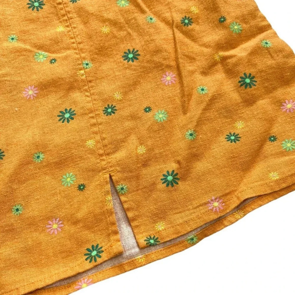 Abound Orange Floral Linen Rayon Mini Skirt S - Picture 2 of 4